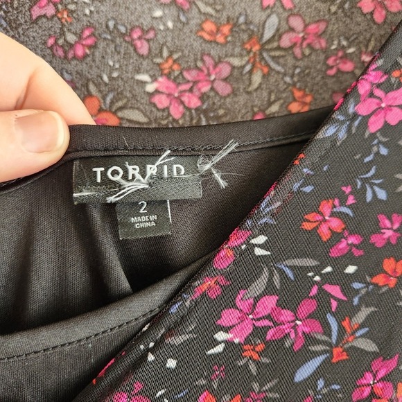 Torrid Mini Size 2X Mesh Button Floral Bodycon Dress - Picture 6 of 13